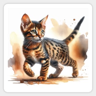 Chausie Watercolor Kitten - Cute Kitties Sticker